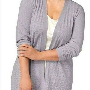 Karen Scott Open Front Cardigan Sweater Women's M Gray NWT